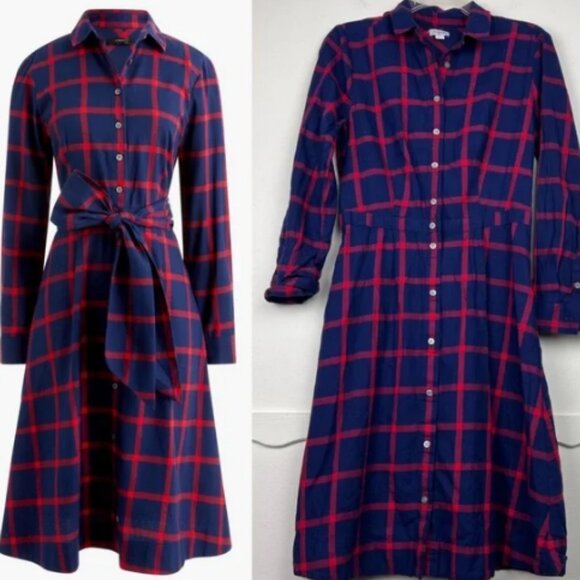 NWT Womens J. Crew Plaid Flannel Fall Shirt Long Sleeve Dress Size 12 - Picture 1 of 5
